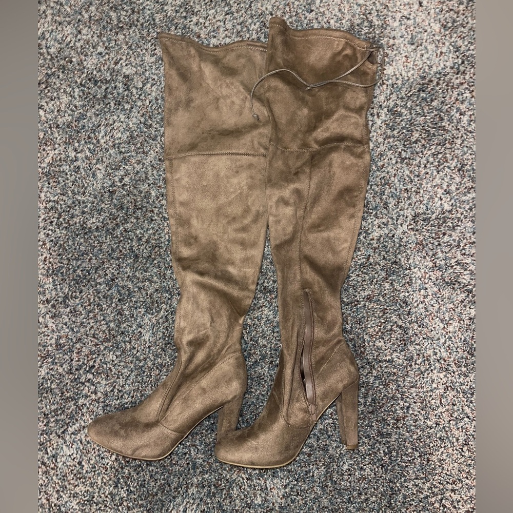 Suede Thigh-High Heels